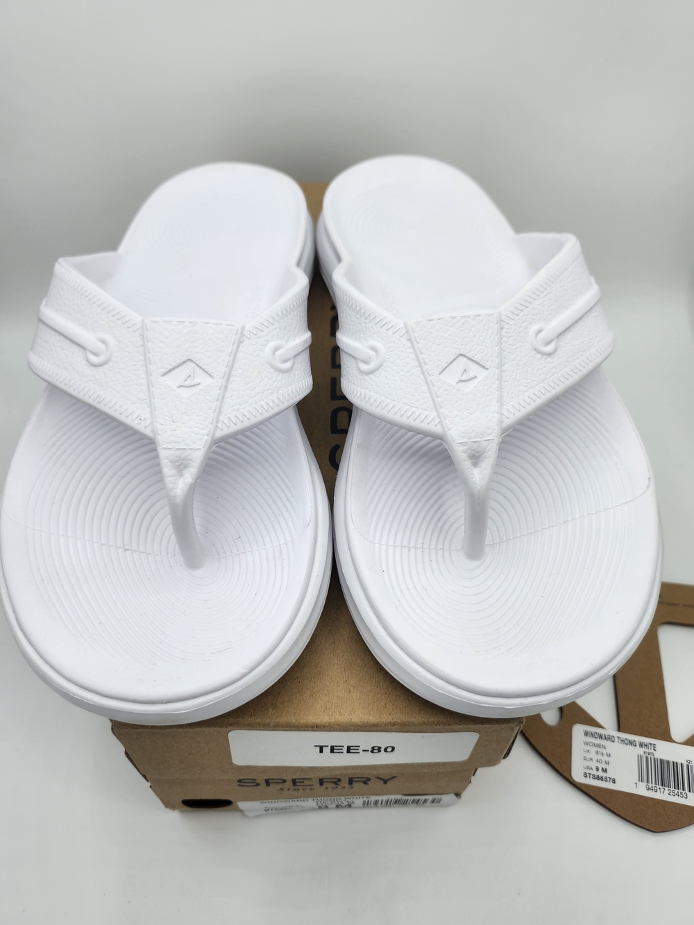 Sperry White Foam Flip Flop Sandals Size: 9W NIB - Picture 4 of 6